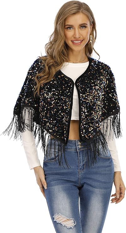 女式亮片披肩星空 starry sky average code : 亚马逊中国: 服饰箱包